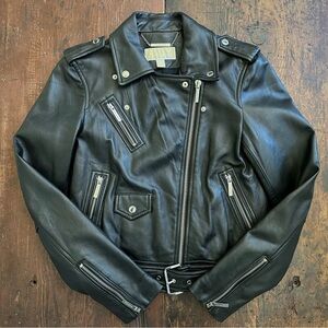 Michael KORS Black Leather Moto Jacket